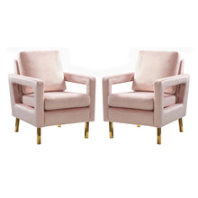 Valentina Modern Upholstered Accent Armchair with Gold Legs Set of 2