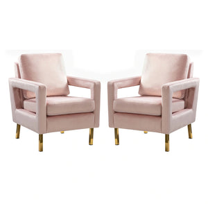 Valentina Modern Upholstered Accent Armchair with Gold Legs Set of 2