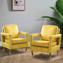 Valentina Modern Upholstered Accent Armchair with Gold Legs Set of 2