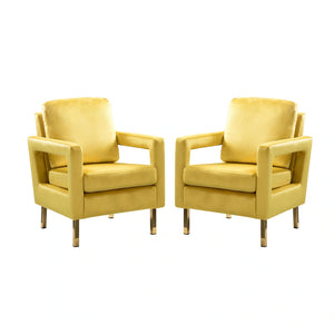 Valentina Modern Upholstered Accent Armchair with Gold Legs Set of 2