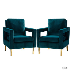 Valentina Modern Upholstered Accent Armchair with Gold Legs Set of 2