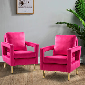 Valentina Modern Upholstered Accent Armchair with Gold Legs Set of 2