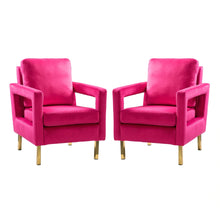 Valentina Modern Upholstered Accent Armchair with Gold Legs Set of 2