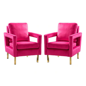 Valentina Modern Upholstered Accent Armchair with Gold Legs Set of 2