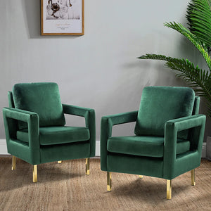 Valentina Modern Upholstered Accent Armchair with Gold Legs Set of 2