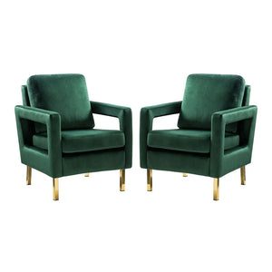 Valentina Modern Upholstered Accent Armchair with Gold Legs Set of 2