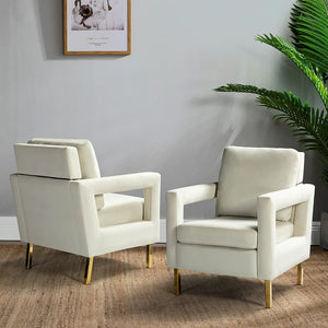 Valentina Modern Upholstered Accent Armchair with Gold Legs Set of 2