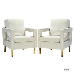 Valentina Modern Upholstered Accent Armchair with Gold Legs Set of 2