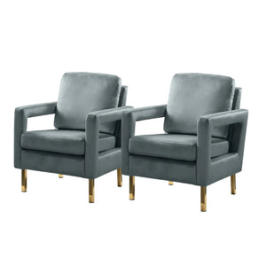 Valentina Modern Upholstered Accent Armchair with Gold Legs Set of 2