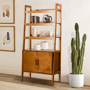 Augusto Mid-century Modern Laddder Bookcase with 3 Open Shelves