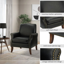 Bernhard Mid-Century Modern Leather Armchair with Nailhead Trim Design