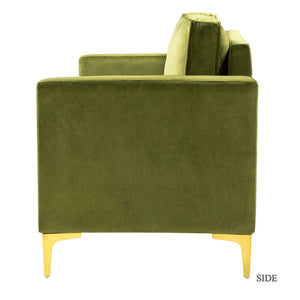 Clos 51'' Modern Upholstered Sofa with Golden Legs