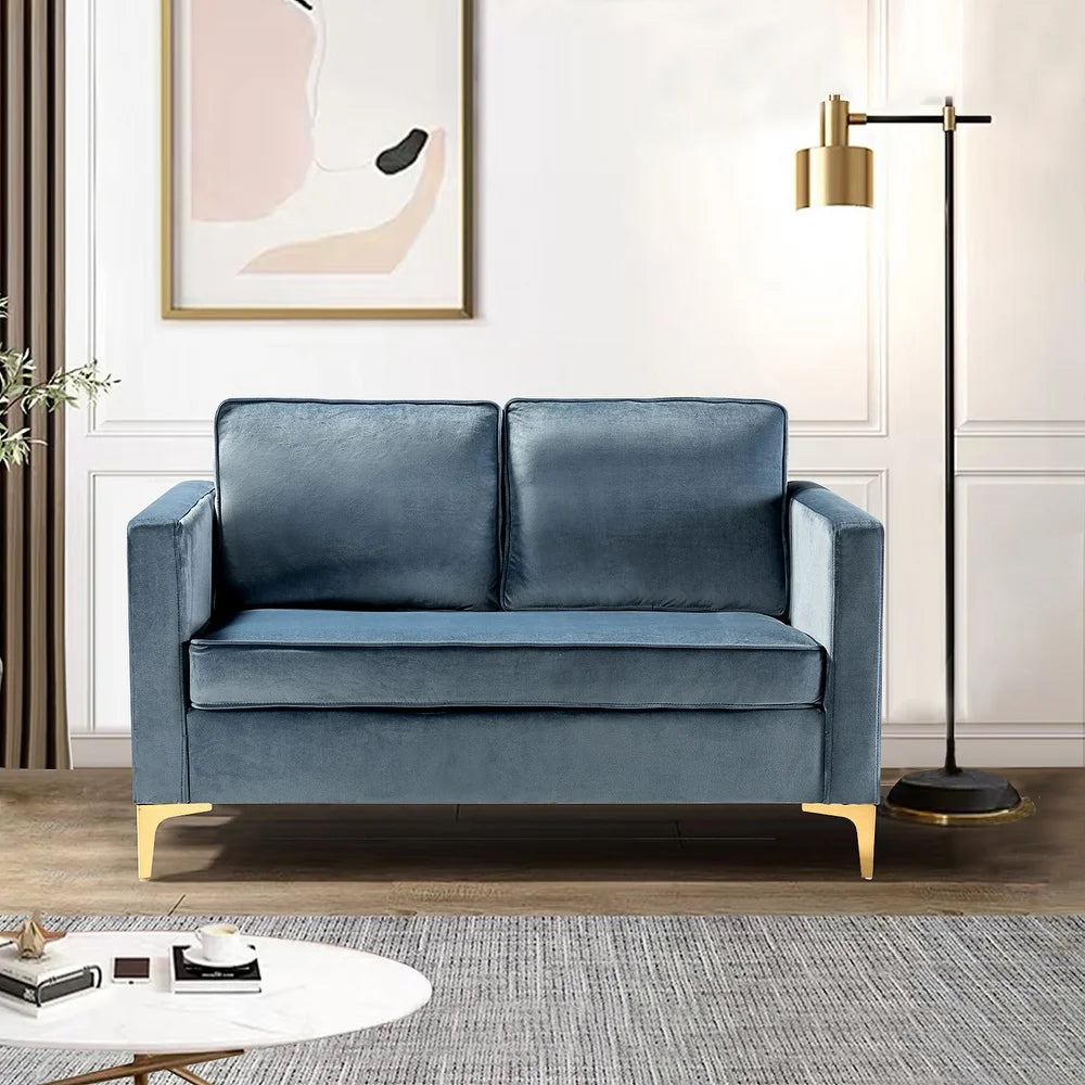 Clos 51'' Modern Upholstered Sofa with Golden Legs