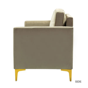 Clos 51'' Modern Upholstered Sofa with Golden Legs