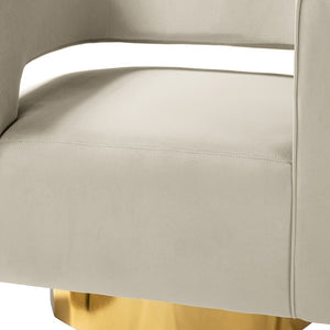 Carisa Modern Upholstered Swivel Comfy Open-Back Barrel Chair with Golden Base