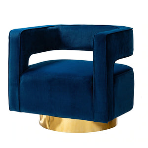 Carisa Modern Upholstered Swivel Comfy Open-Back Barrel Chair with Golden Base