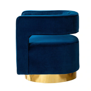 Carisa Modern Upholstered Swivel Comfy Open-Back Barrel Chair with Golden Base