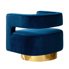 Carisa Modern Upholstered Swivel Comfy Open-Back Barrel Chair with Golden Base