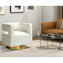 Carisa Modern Upholstered Swivel Comfy Open-Back Barrel Chair with Golden Base