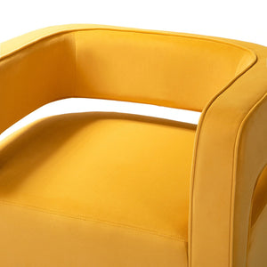 Carisa Modern Upholstered Swivel Comfy Open-Back Barrel Chair with Golden Base