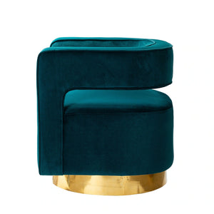 Carisa Modern Upholstered Swivel Comfy Open-Back Barrel Chair with Golden Base