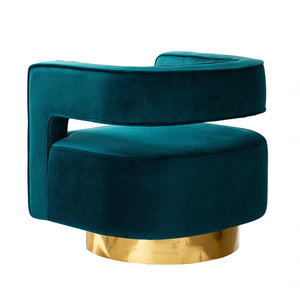 Carisa Modern Upholstered Swivel Comfy Open-Back Barrel Chair with Golden Base