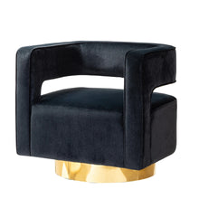 Carisa Modern Upholstered Swivel Comfy Open-Back Barrel Chair with Golden Base