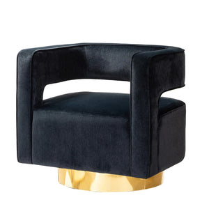 Carisa Modern Upholstered Swivel Comfy Open-Back Barrel Chair with Golden Base