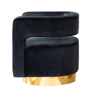 Carisa Modern Upholstered Swivel Comfy Open-Back Barrel Chair with Golden Base