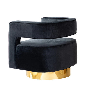 Carisa Modern Upholstered Swivel Comfy Open-Back Barrel Chair with Golden Base