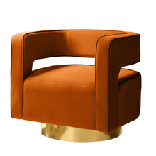 Carisa Modern Upholstered Swivel Comfy Open-Back Barrel Chair with Golden Base