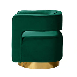 Carisa Modern Upholstered Swivel Comfy Open-Back Barrel Chair with Golden Base