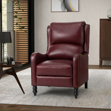 Cedric Modern Genuine Leather Nailhead Trim Pushback Recliner with Adjustable Footrest