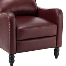 Cedric Modern Genuine Leather Nailhead Trim Pushback Recliner with Adjustable Footrest