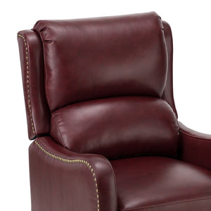 Cedric Modern Genuine Leather Nailhead Trim Pushback Recliner with Adjustable Footrest