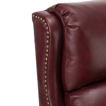 Cedric Modern Genuine Leather Nailhead Trim Pushback Recliner with Adjustable Footrest