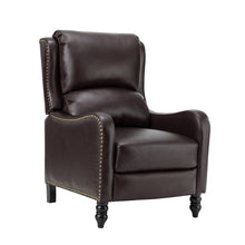 Cedric Modern Genuine Leather Nailhead Trim Pushback Recliner with Adjustable Footrest