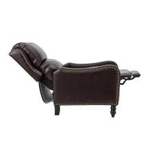 Cedric Modern Genuine Leather Nailhead Trim Pushback Recliner with Adjustable Footrest