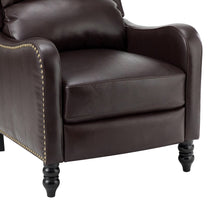 Cedric Modern Genuine Leather Nailhead Trim Pushback Recliner with Adjustable Footrest