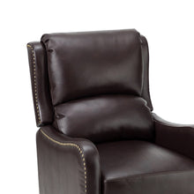 Cedric Modern Genuine Leather Nailhead Trim Pushback Recliner with Adjustable Footrest