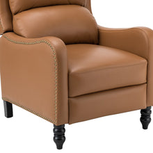 Cedric Modern Genuine Leather Nailhead Trim Pushback Recliner with Adjustable Footrest