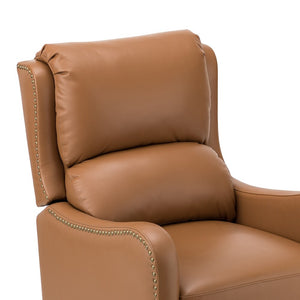 Cedric Modern Genuine Leather Nailhead Trim Pushback Recliner with Adjustable Footrest