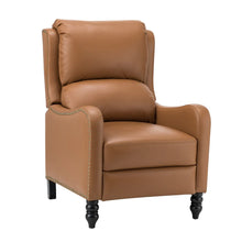 Cedric Modern Genuine Leather Nailhead Trim Pushback Recliner with Adjustable Footrest