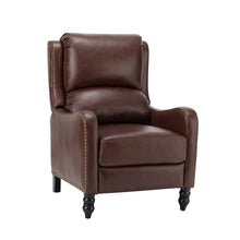 Cedric Modern Genuine Leather Nailhead Trim Pushback Recliner with Adjustable Footrest