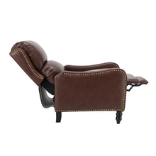 Cedric Modern Genuine Leather Nailhead Trim Pushback Recliner with Adjustable Footrest