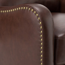 Cedric Modern Genuine Leather Nailhead Trim Pushback Recliner with Adjustable Footrest