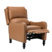 Cedric Modern Genuine Leather Nailhead Trim Pushback Recliner with Adjustable Footrest