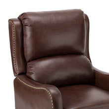 Cedric Modern Genuine Leather Nailhead Trim Pushback Recliner with Adjustable Footrest