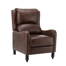 Cedric Modern Genuine Leather Nailhead Trim Pushback Recliner with Adjustable Footrest