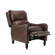 Cedric Modern Genuine Leather Nailhead Trim Pushback Recliner with Adjustable Footrest